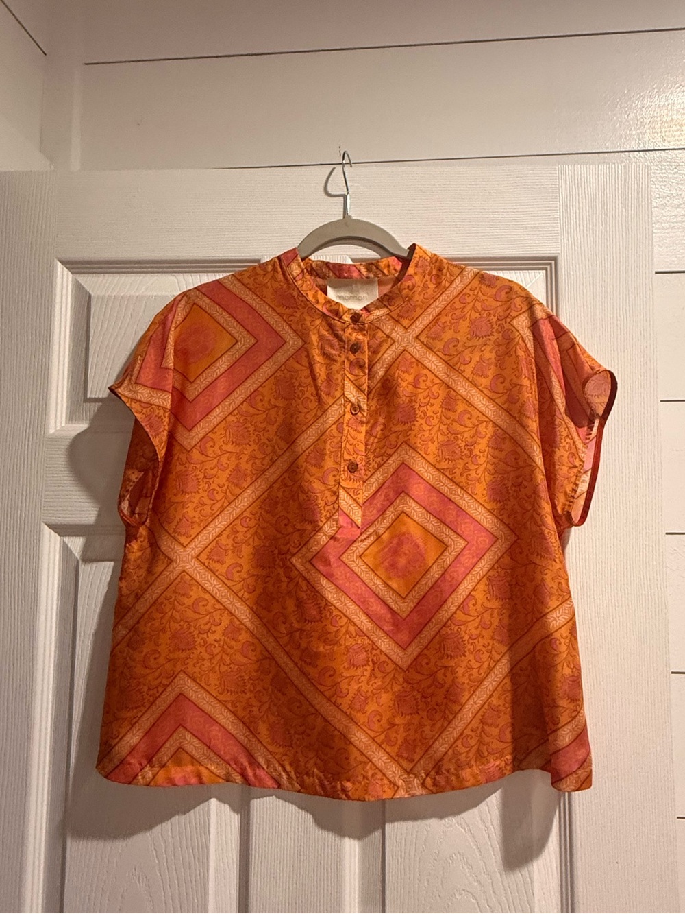 Kids Orange Geo-Print Short Sleeve Top